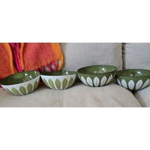 4 Catherineholm Mid Century Enamel Lotus Leaf 5.5” Green White Bowls